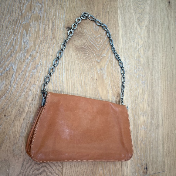 APC Paris leather bag purse with chain or as clutch tan brown - Picture 2 of 12